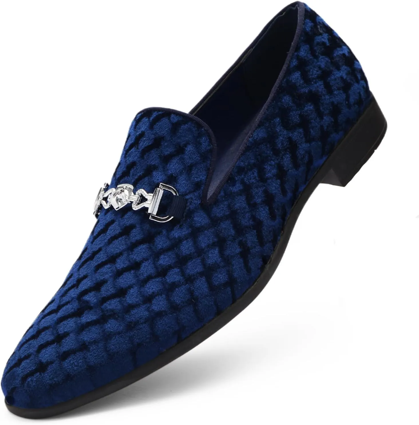 Men's Penny Slip-on Loafer Diamond-Patterned Velvet Dress Shoes Luxury Suede Smoking Slipper Party Prom Wedding Shoes