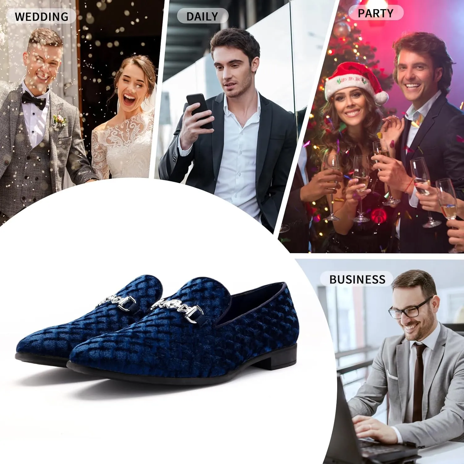 Men's Penny Slip-on Loafer Diamond-Patterned Velvet Dress Shoes Luxury Suede Smoking Slipper Party Prom Wedding Shoes