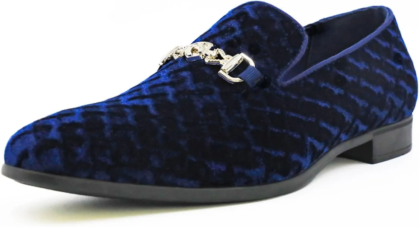 Men's Penny Slip-on Loafer Diamond-Patterned Velvet Dress Shoes Luxury Suede Smoking Slipper Party Prom Wedding Shoes