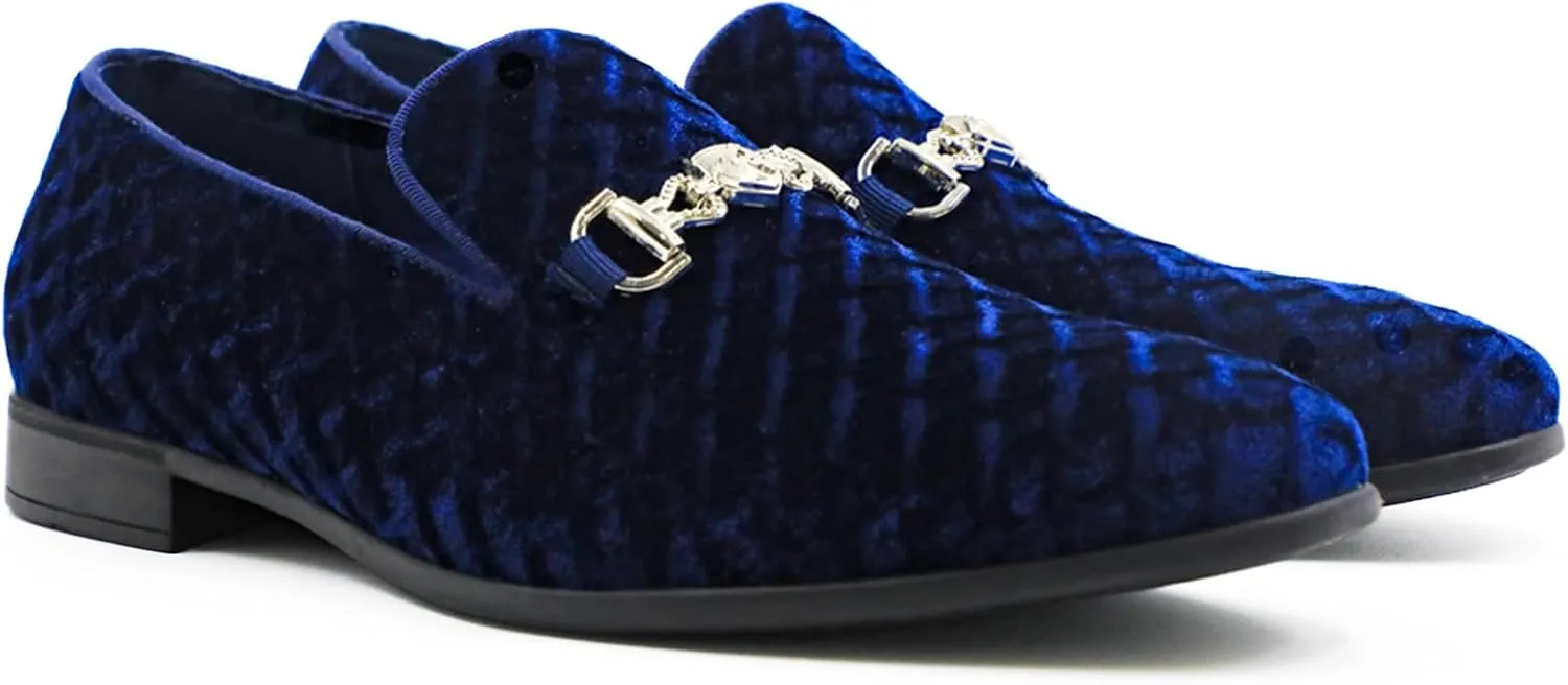 Men's Penny Slip-on Loafer Diamond-Patterned Velvet Dress Shoes Luxury Suede Smoking Slipper Party Prom Wedding Shoes