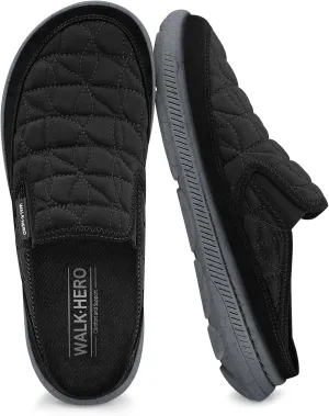 Mens Slippers for Plantar Fasciitis, Slip on Arch Support House Slippers for Men, Lightweight Indoor Outdoor Wide Toe Box Shoes for Men with Cushioned Outsole