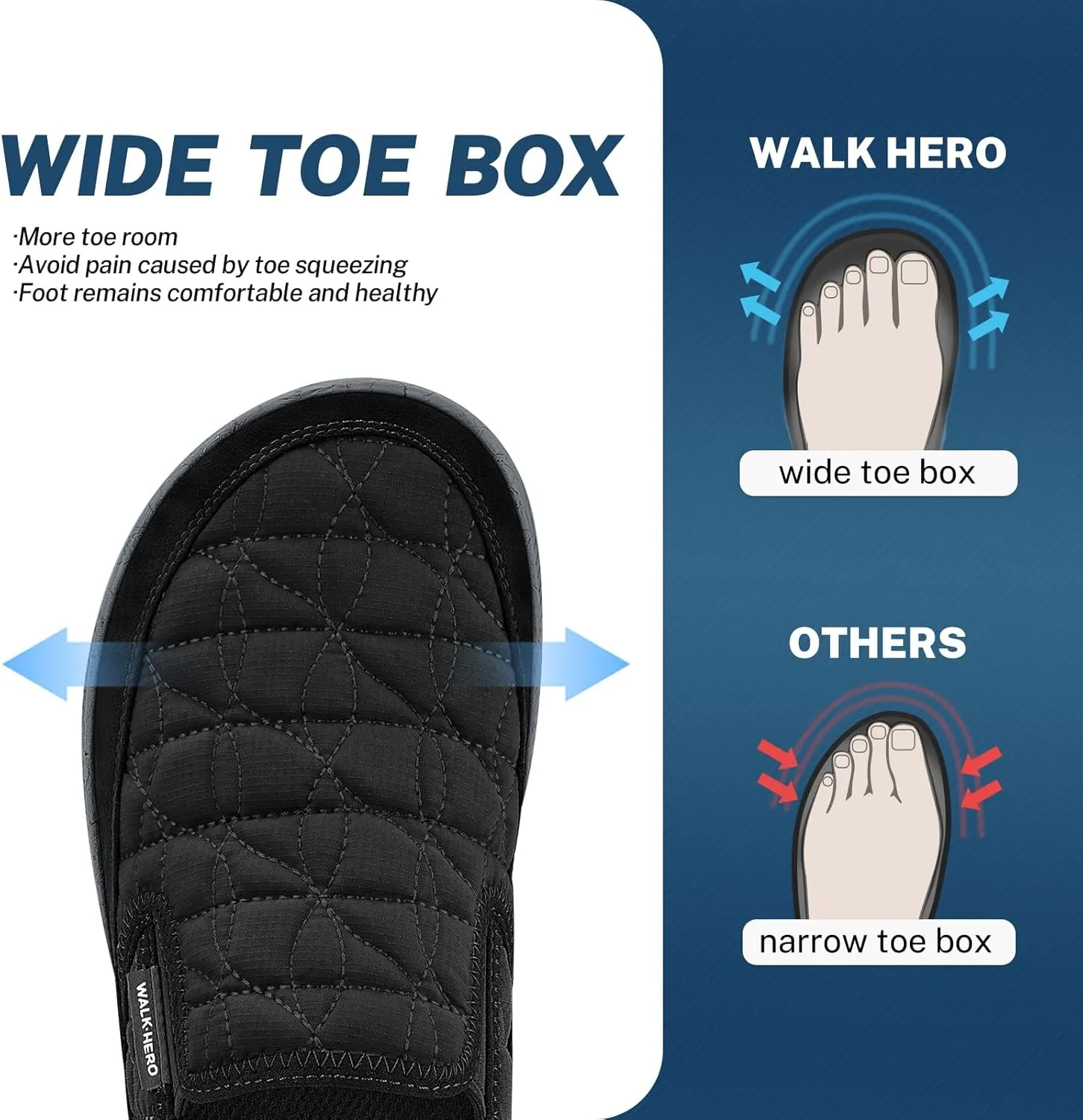 Mens Slippers for Plantar Fasciitis, Slip on Arch Support House Slippers for Men, Lightweight Indoor Outdoor Wide Toe Box Shoes for Men with Cushioned Outsole