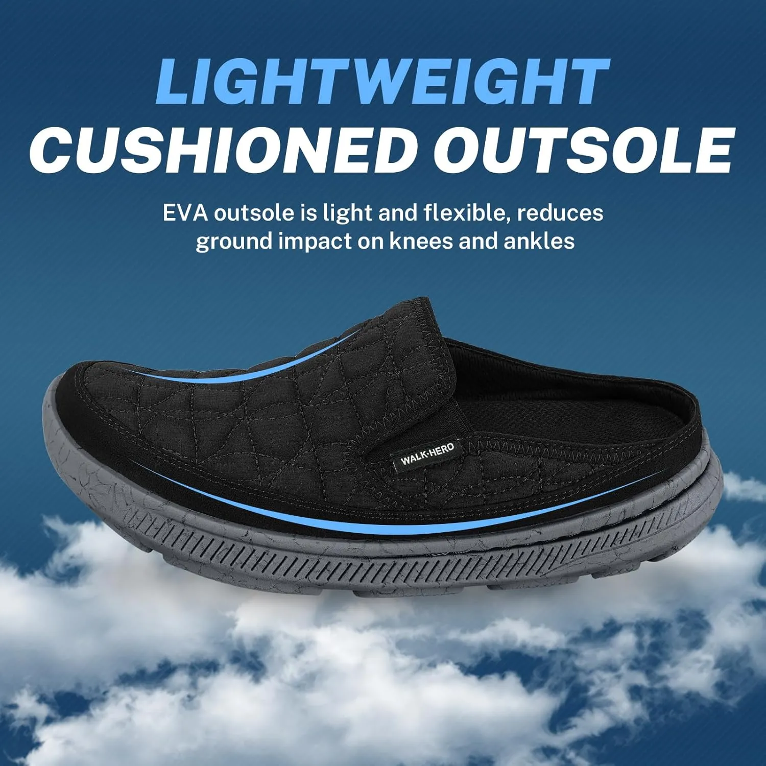 Mens Slippers for Plantar Fasciitis, Slip on Arch Support House Slippers for Men, Lightweight Indoor Outdoor Wide Toe Box Shoes for Men with Cushioned Outsole