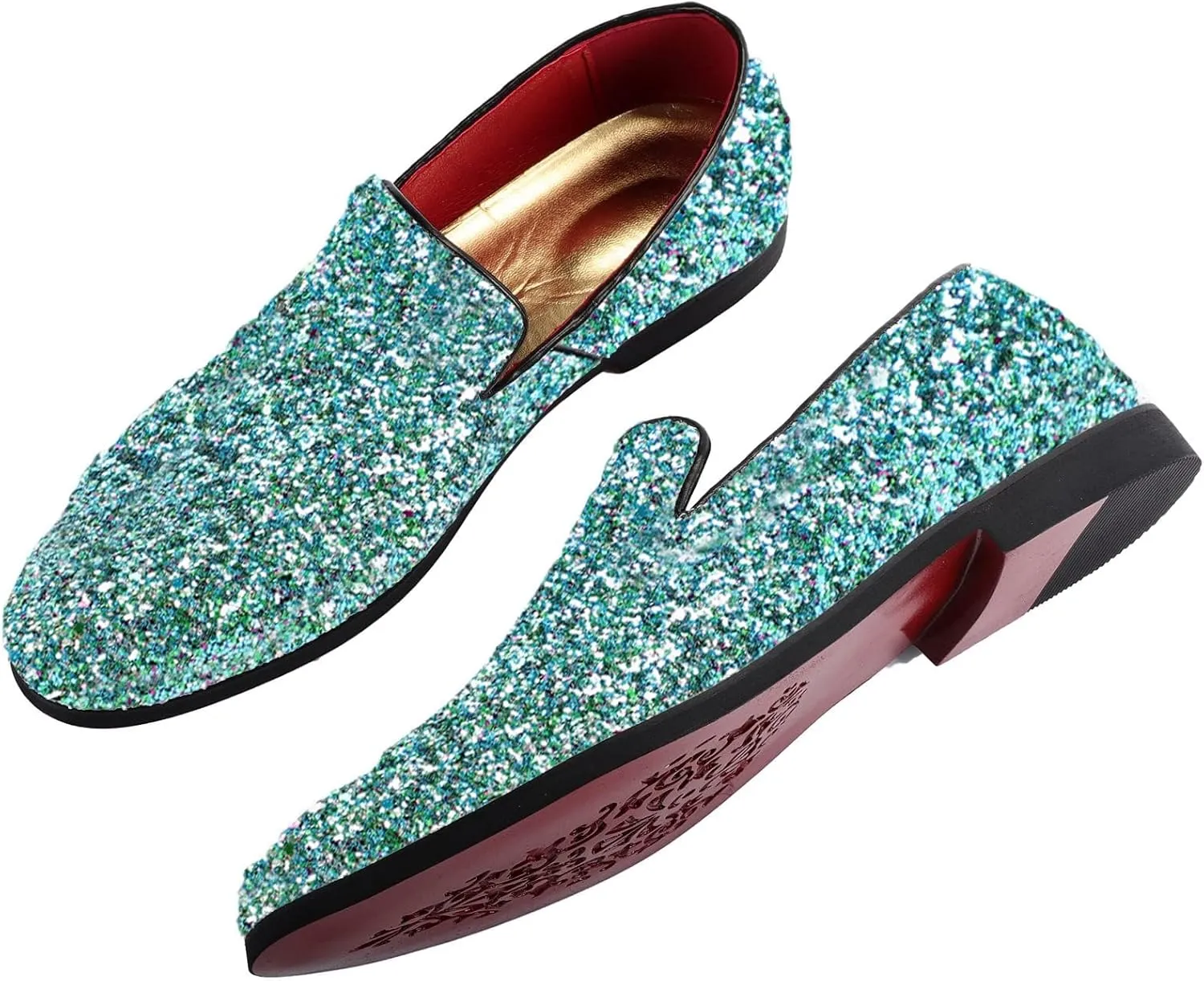 Mens Smoking Sparkling Slipper Metallic Sequins Textured Glitter Tuxedo Slip-on Prom Loafers Luxury Wedding Dress Shoes