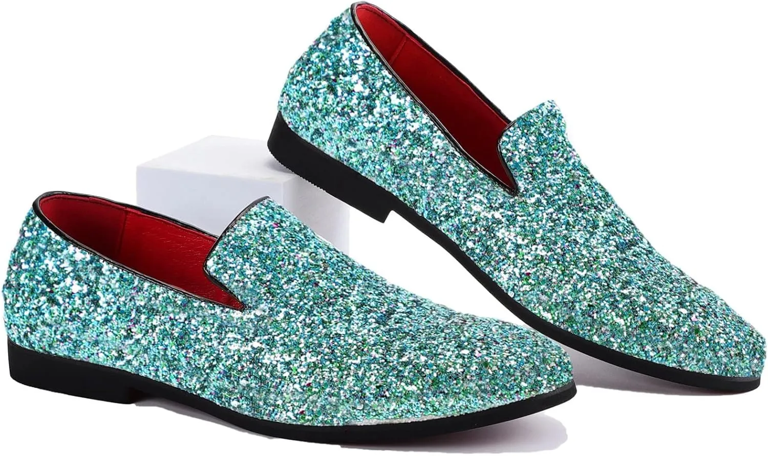 Mens Smoking Sparkling Slipper Metallic Sequins Textured Glitter Tuxedo Slip-on Prom Loafers Luxury Wedding Dress Shoes