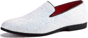 Mens Smoking Sparkling Slipper Metallic Sequins Textured Glitter Tuxedo Slip-on Prom Loafers Luxury Wedding Dress Shoes