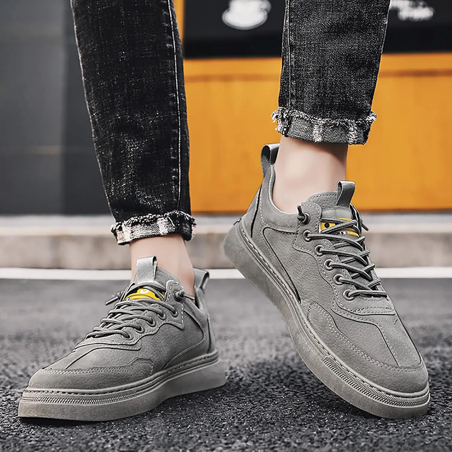 Men's Stretch Memory Foam Shoes Lace Up Lightweight Breathable Fashion Sneaker Men's Breathable Barefoot Shoes