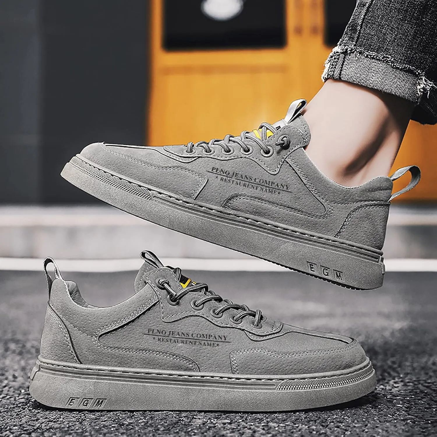 Men's Stretch Memory Foam Shoes Lace Up Lightweight Breathable Fashion Sneaker Men's Breathable Barefoot Shoes