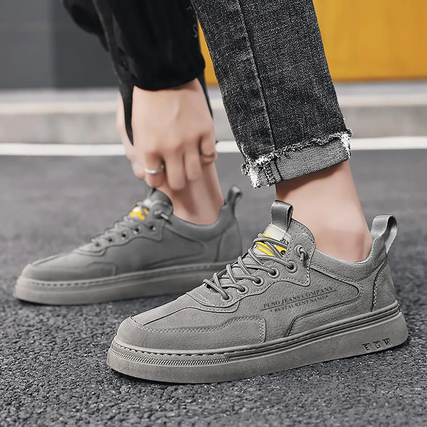 Men's Stretch Memory Foam Shoes Lace Up Lightweight Breathable Fashion Sneaker Men's Breathable Barefoot Shoes