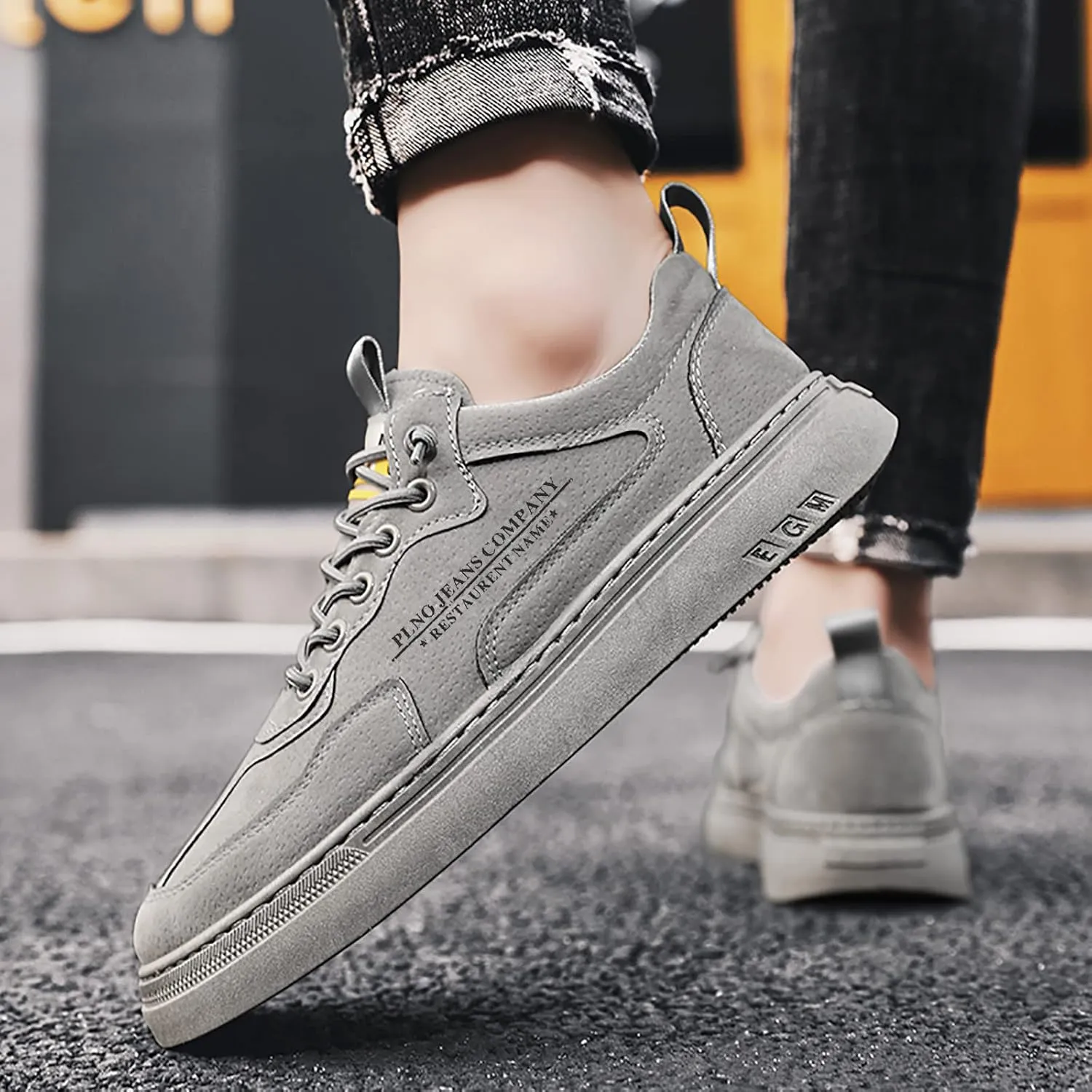 Men's Stretch Memory Foam Shoes Lace Up Lightweight Breathable Fashion Sneaker Men's Breathable Barefoot Shoes