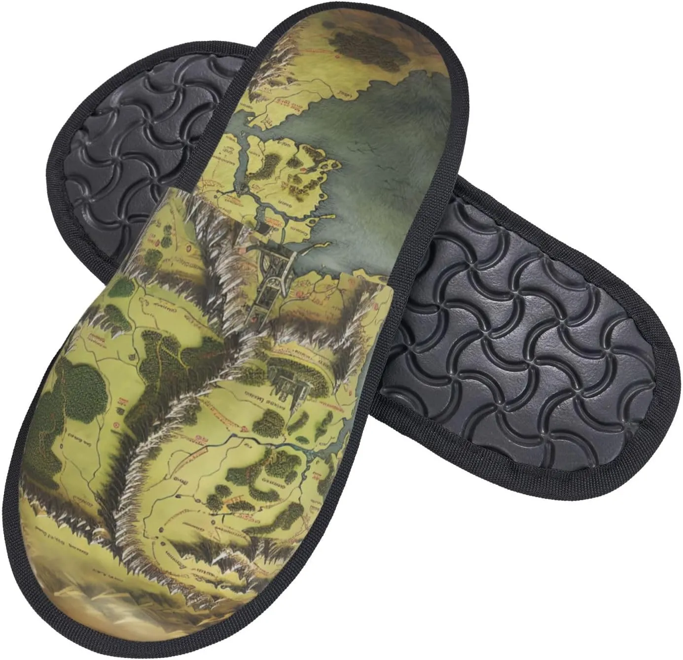 Middle Earth Map Women's Fuzzy Slippers Slip-on Slipper Soft Comfy Bedroom Slippers Non-slip House Shoes