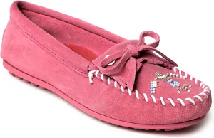 Minnetonka Women’s Thunderbird “Animikii” Hardsole – Moccasins for Women with a Classic Leather Moccasin Silhouette, Cushioned Footbed, and Beaded Moccasin Design