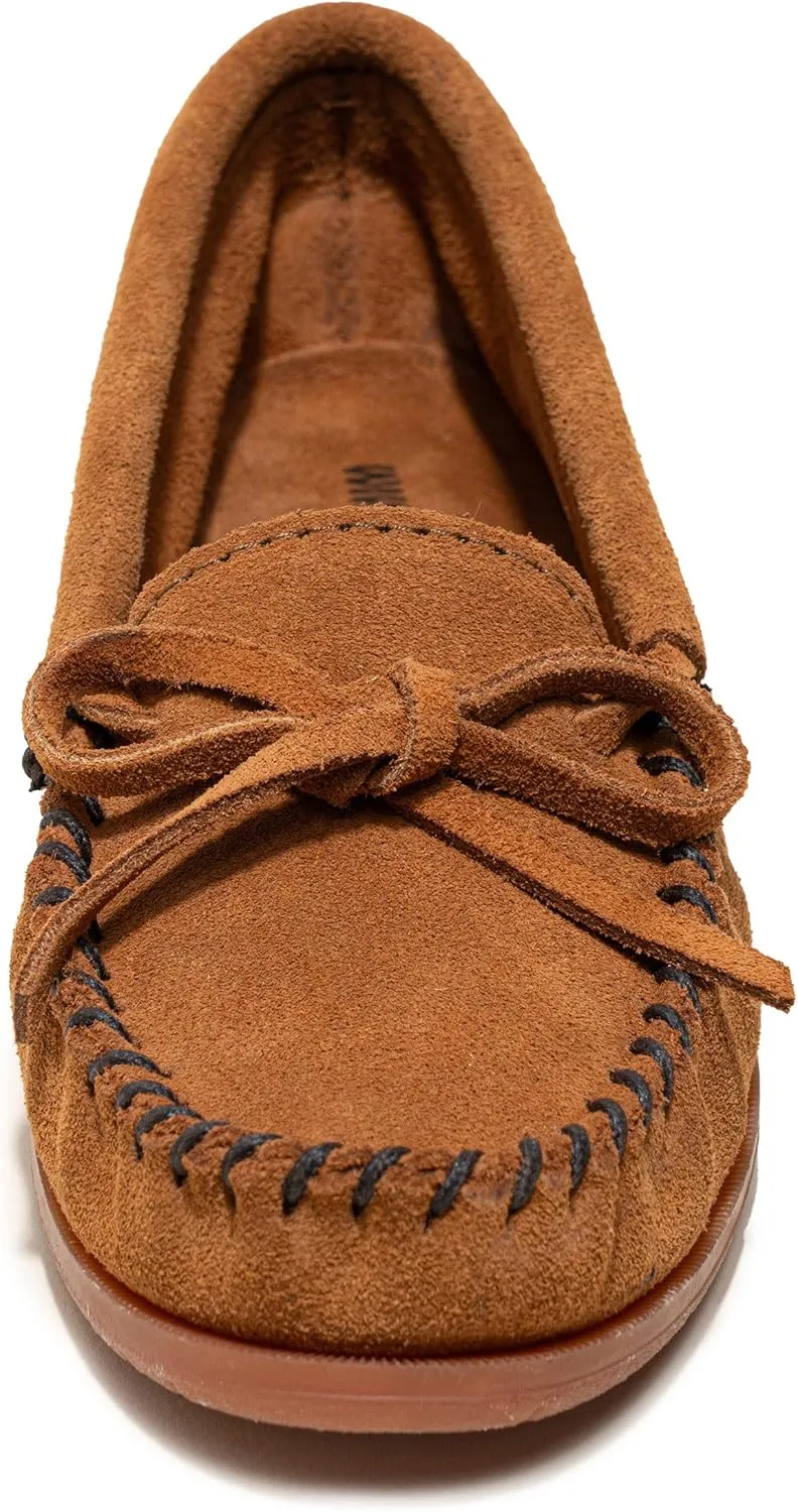 Minnetonka Women’s Tie Slip On —Moccasins for Women, Classic Leather Loafer Silhouette, Cushioned Footbed