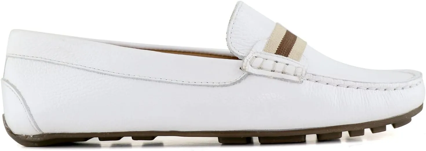 MJNY Womens Casual Comfortable Genuine Leather Lightweight Driving Moccasins Classic Fashion Webstrap Slip On Ladies Driving Loafer Flat Shoes
