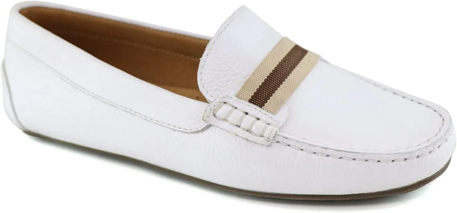 MJNY Womens Casual Comfortable Genuine Leather Lightweight Driving Moccasins Classic Fashion Webstrap Slip On Ladies Driving Loafer Flat Shoes