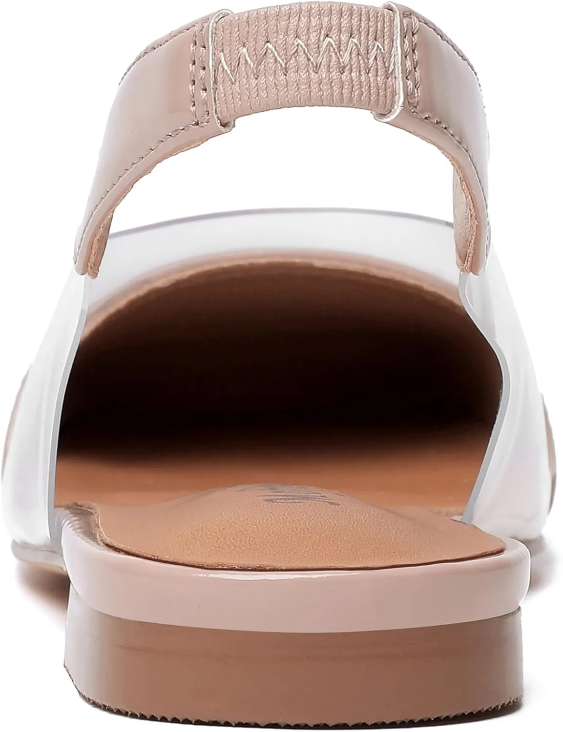 Mofirdast Clear Flats Sandals for Women Square Toe Slingback Flats with Transparent Ankle Strap for Work Weddings Parties