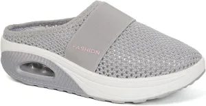 Mules for Women Breathable Mesh Walking Mules Sneakers Open Back Slip On Shoes Diabetic Air-Cushion Slip-On Walking Shoes Orthopedic Diabetic Slippers Closed Toe Slides Beach Sandals