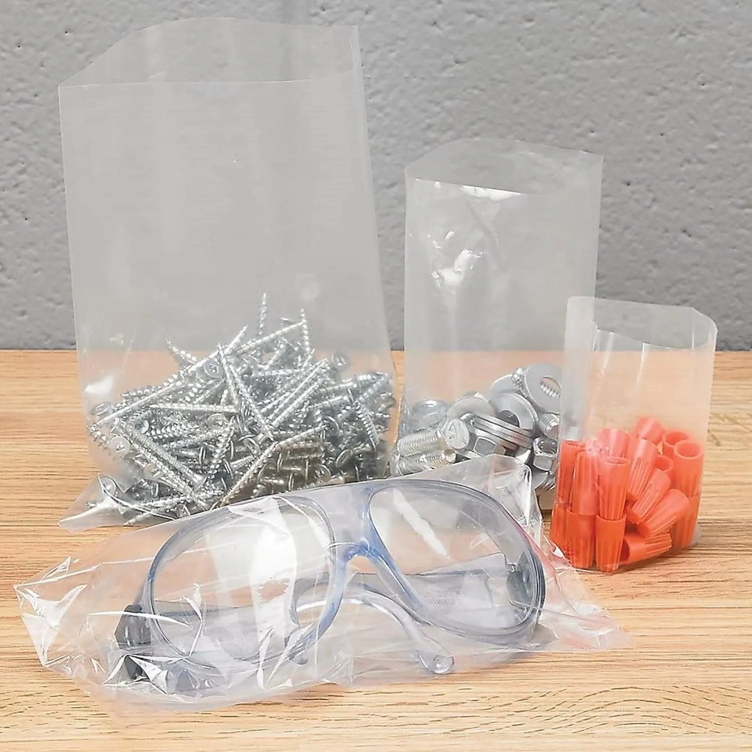 Multiple Sizes Clear Flat Poly Bags, 1.5Mil 22" X 24" & 100 Bags | Low-Density Polyethylene (LDPE), Flat Open Top Plastic Packaging Packing | Flexible and Durable Plastic Bags