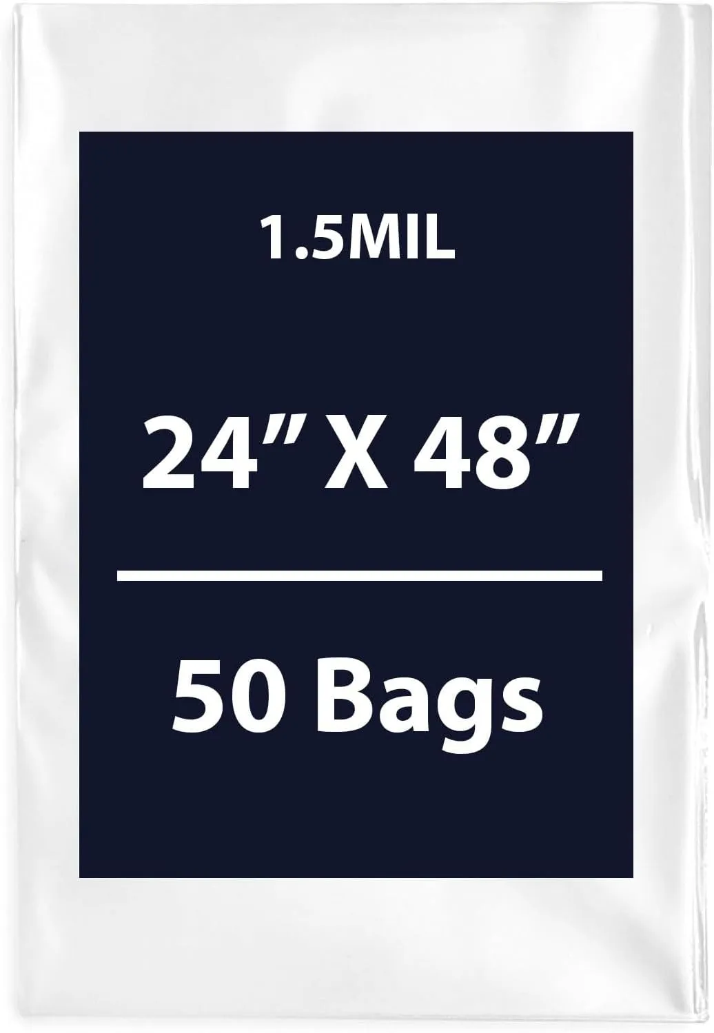 Multiple Sizes Clear Flat Poly Bags, 1.5Mil 24" X 48" & 50 Bags | Low-Density Polyethylene (LDPE), Flat Open Top Plastic Packaging Packing | Flexible and Durable Plastic Bags