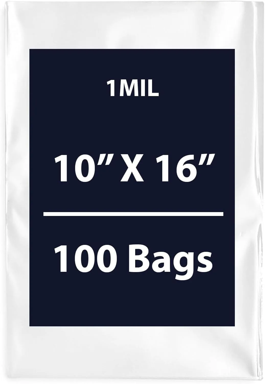 Multiple Sizes Clear Flat Poly Bags, 1Mil 10" X 16" & 100 Bags | Low-Density Polyethylene (LDPE), Flat Open Top Plastic Packaging Packing | Flexible and Durable Plastic Bags