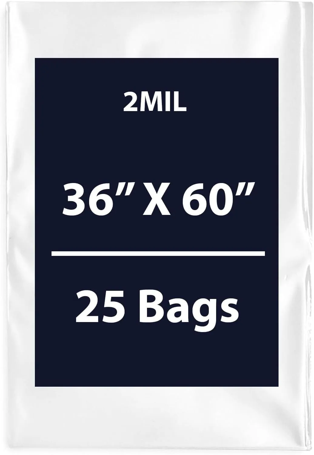 Multiple Sizes Clear Flat Poly Bags - 36x60 & (25 Bags) 2Mil Flat Open Top Plastic Packaging Packing | Flexible and Durable Plastic Bags | Low-Density Polyethylene (LDPE)