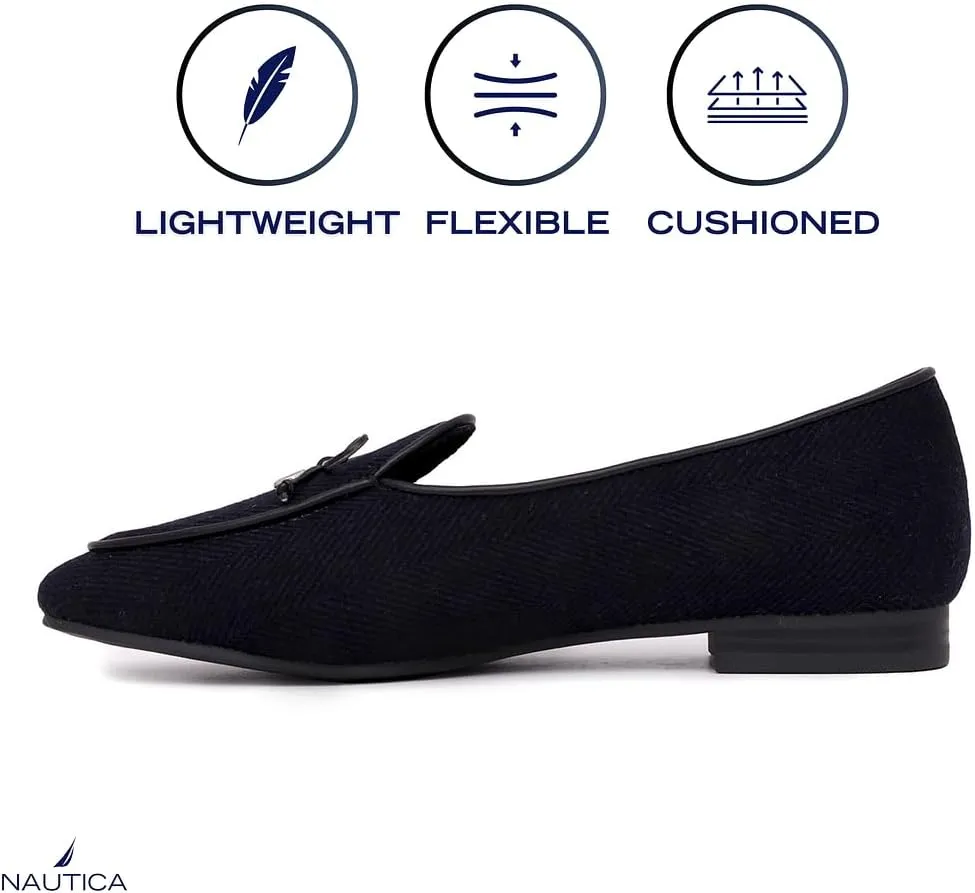 Nautica Woman Flat Loafers Luxury Designer Penny Shoes Slip On Ballet Comfortable Everyday Moccasins for Work Office Outdoor