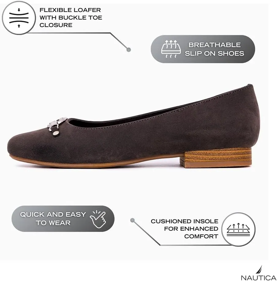 Nautica Woman Flat Loafers Luxury Designer Penny Shoes Slip On Ballet Comfortable Everyday Moccasins for Work Office Outdoor