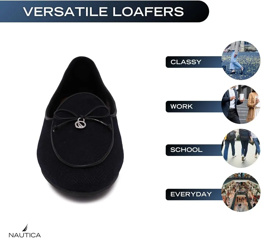 Nautica Woman Flat Loafers Luxury Designer Penny Shoes Slip On Ballet Comfortable Everyday Moccasins for Work Office Outdoor