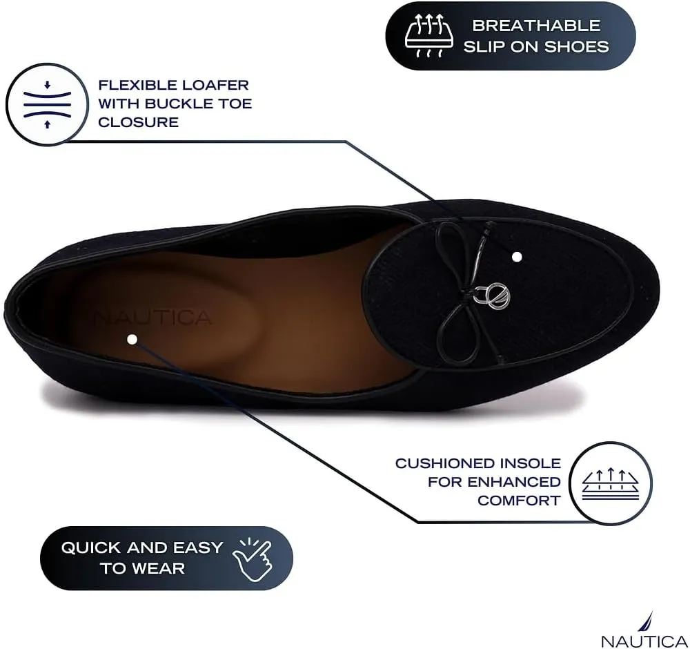 Nautica Woman Flat Loafers Luxury Designer Penny Shoes Slip On Ballet Comfortable Everyday Moccasins for Work Office Outdoor