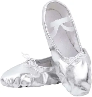 Nexete Ballet Dance Shoes Split-Sole Slipper Flats Ballet Dance PU Leather Shoes for Toddler Girl Kid Women