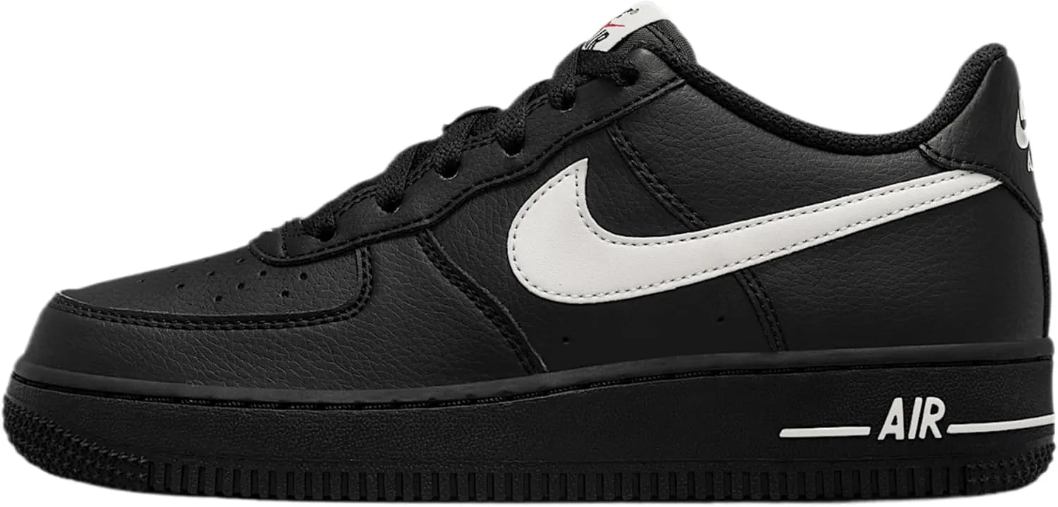 Nike Air Force 1 Big Kids' (Boys') Shoes (HV6359-001, Black/University Red/Phantom)