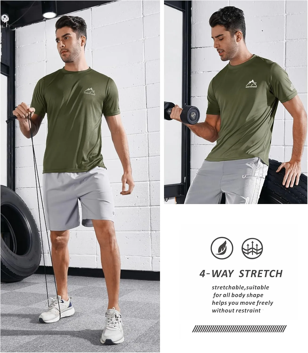NORTHYARD Men's UPF 50  Sun Protection Shirts Swim SPF UV Quick Dry Short Sleeve T-Shirts for Athletic Fishing Rash Guard