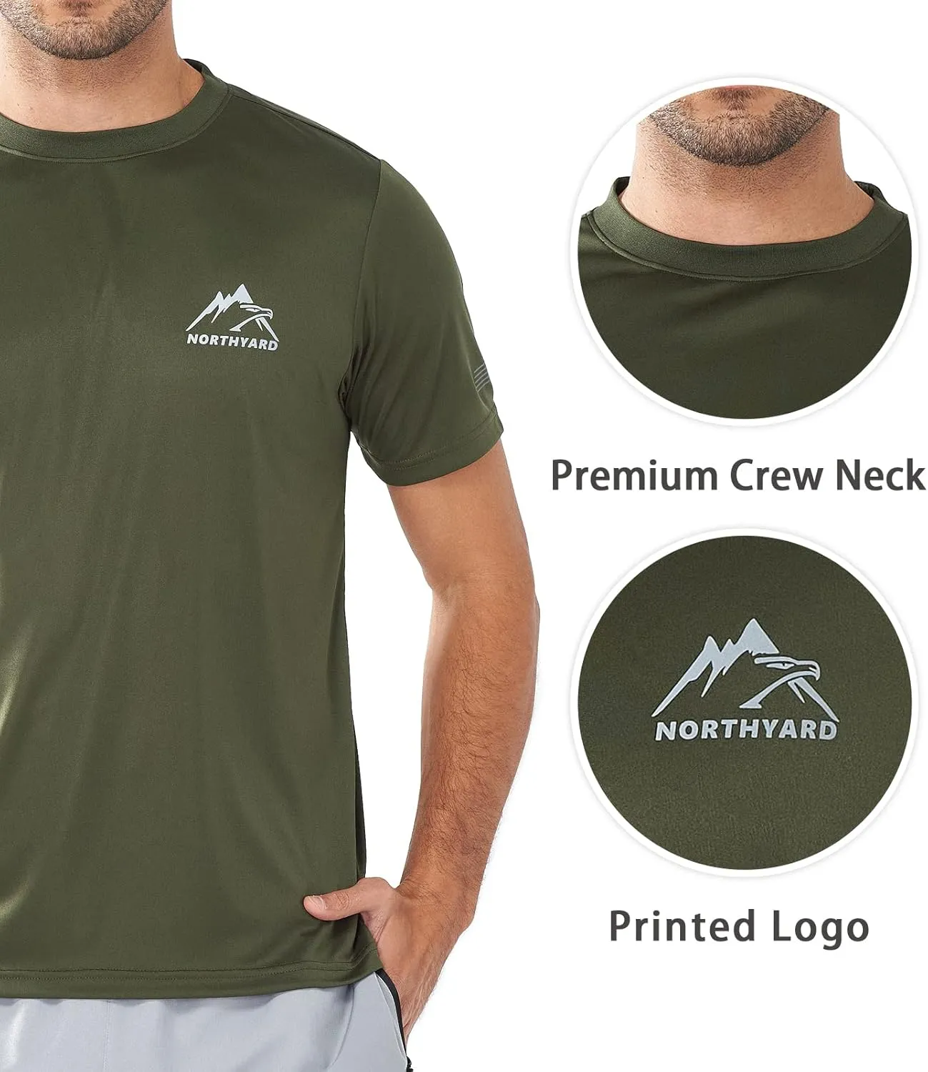NORTHYARD Men's UPF 50  Sun Protection Shirts Swim SPF UV Quick Dry Short Sleeve T-Shirts for Athletic Fishing Rash Guard