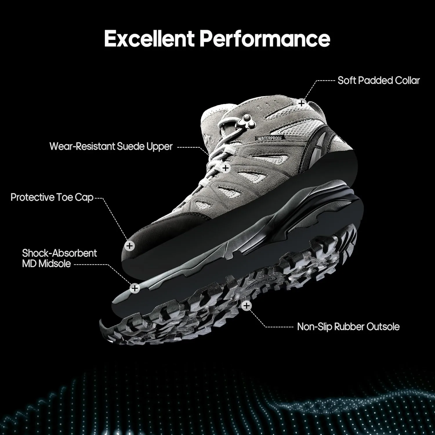 NORTIV 8 Women's Waterproof Hiking Boots Outdoor Trekking Camping Trail Hiking Boot