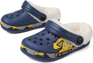 OHSNMAKSL Toddler Lined Clog Slippers Winter Garden Sandals Kids House Shoes Warm Slip On Sneakers Cartoon Slides for Boys and Girls Children Indoor Outdoor