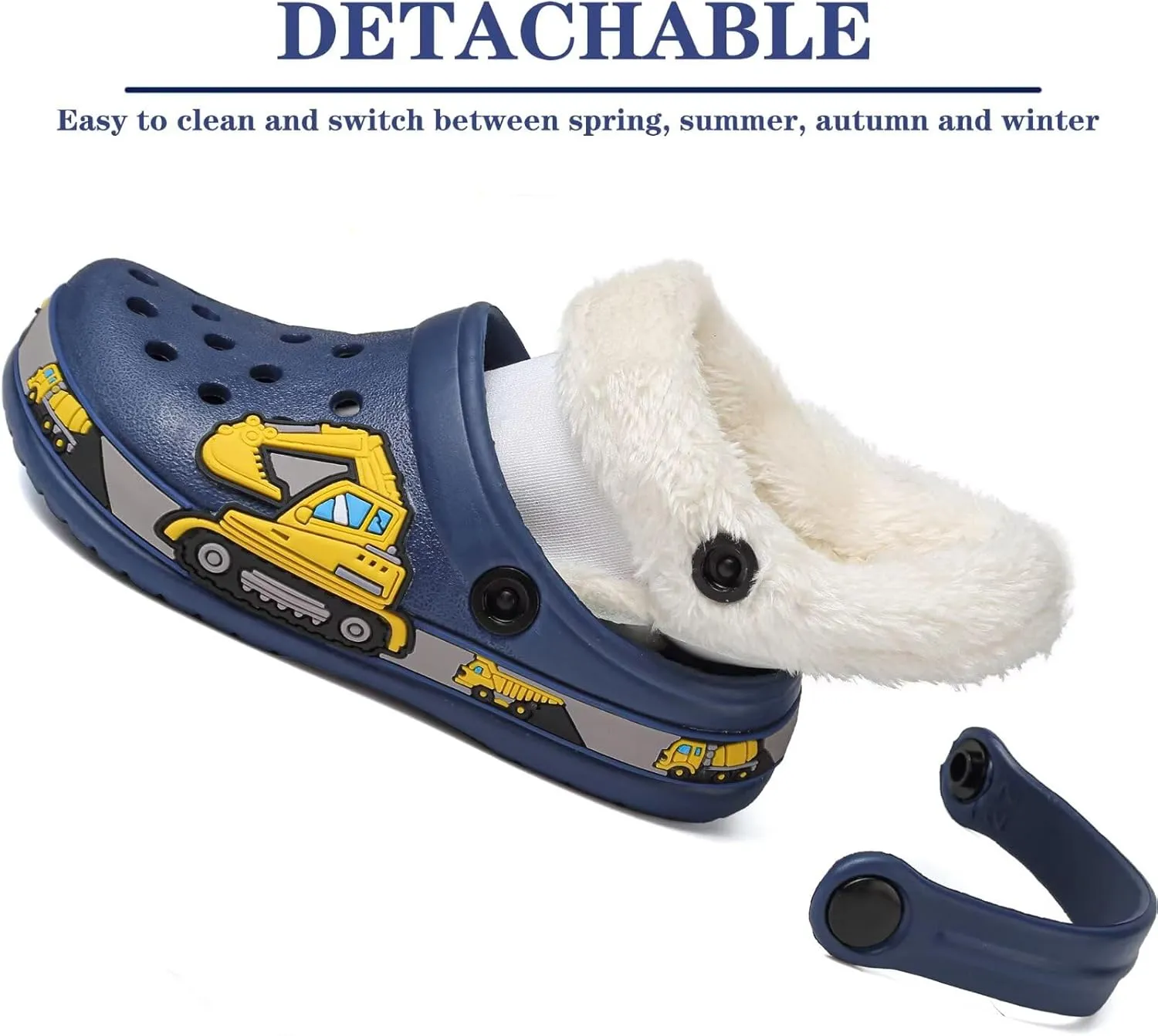 OHSNMAKSL Toddler Lined Clog Slippers Winter Garden Sandals Kids House Shoes Warm Slip On Sneakers Cartoon Slides for Boys and Girls Children Indoor Outdoor