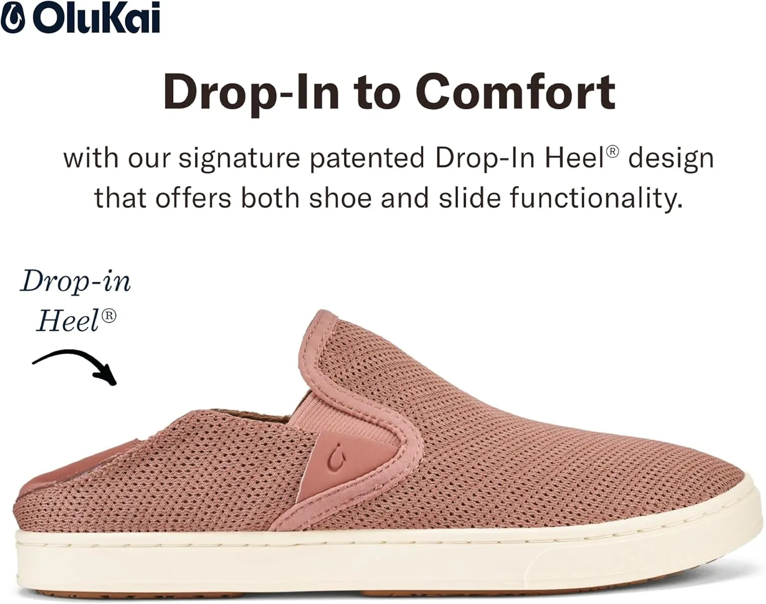 OLUKAI Pehuea Women's Slip On Sneakers, Casual Everyday Shoes with Easy On & Off Design, Breathable Mesh & Drop-in Heel, All-Day Comfort & Support
