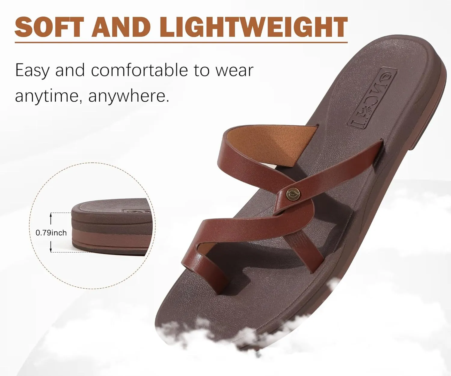 ONCAI Flat Sandals for Women Trendy Square Open Split-Toe Ring Summer Dressy Cross Strappy Slides Sandles with Slip-on Rubber Soles