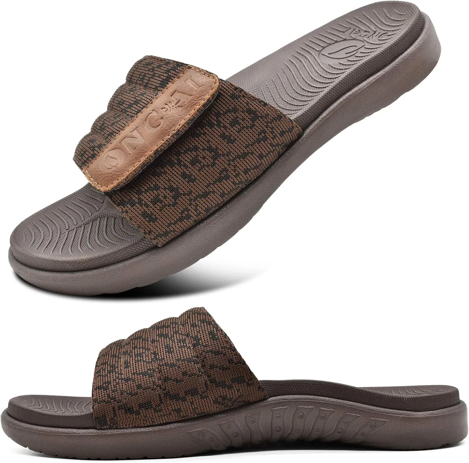 ONCAI Mens Sandals, Arch Support Sport Slides Open Toe Adjustable Straps Orthotic Cushioned Footbed for Plantar Fasciitis Rubber Soles Size 7.5-15