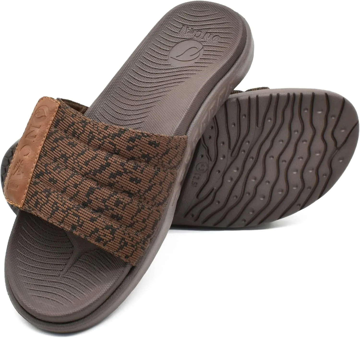 ONCAI Mens Sandals, Arch Support Sport Slides Open Toe Adjustable Straps Orthotic Cushioned Footbed for Plantar Fasciitis Rubber Soles Size 7.5-15