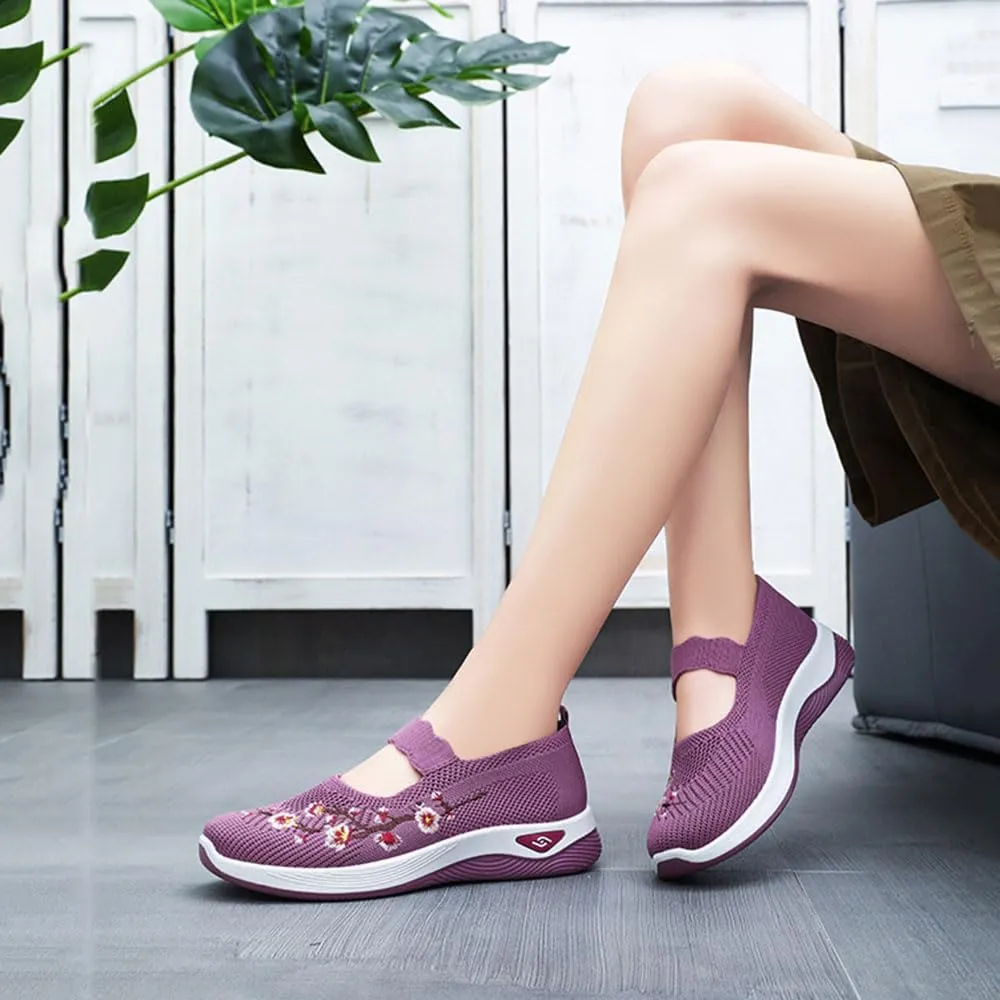 Orthopedic Shoes for Women,Women's Embroidered Flower Shoeses,Women's Woven Orthopedic Breathable Soft Shoes Arch Support,Nurse Shoeses Casual Walking Sneakers