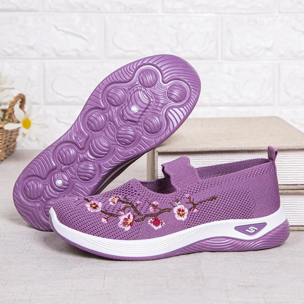 Orthopedic Shoes for Women,Women's Embroidered Flower Shoeses,Women's Woven Orthopedic Breathable Soft Shoes Arch Support,Nurse Shoeses Casual Walking Sneakers