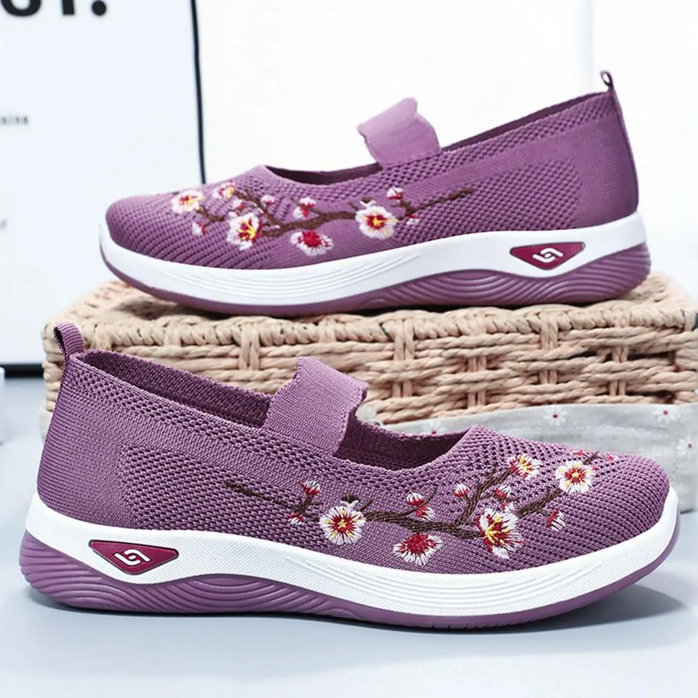 Orthopedic Shoes for Women,Women's Embroidered Flower Shoeses,Women's Woven Orthopedic Breathable Soft Shoes Arch Support,Nurse Shoeses Casual Walking Sneakers