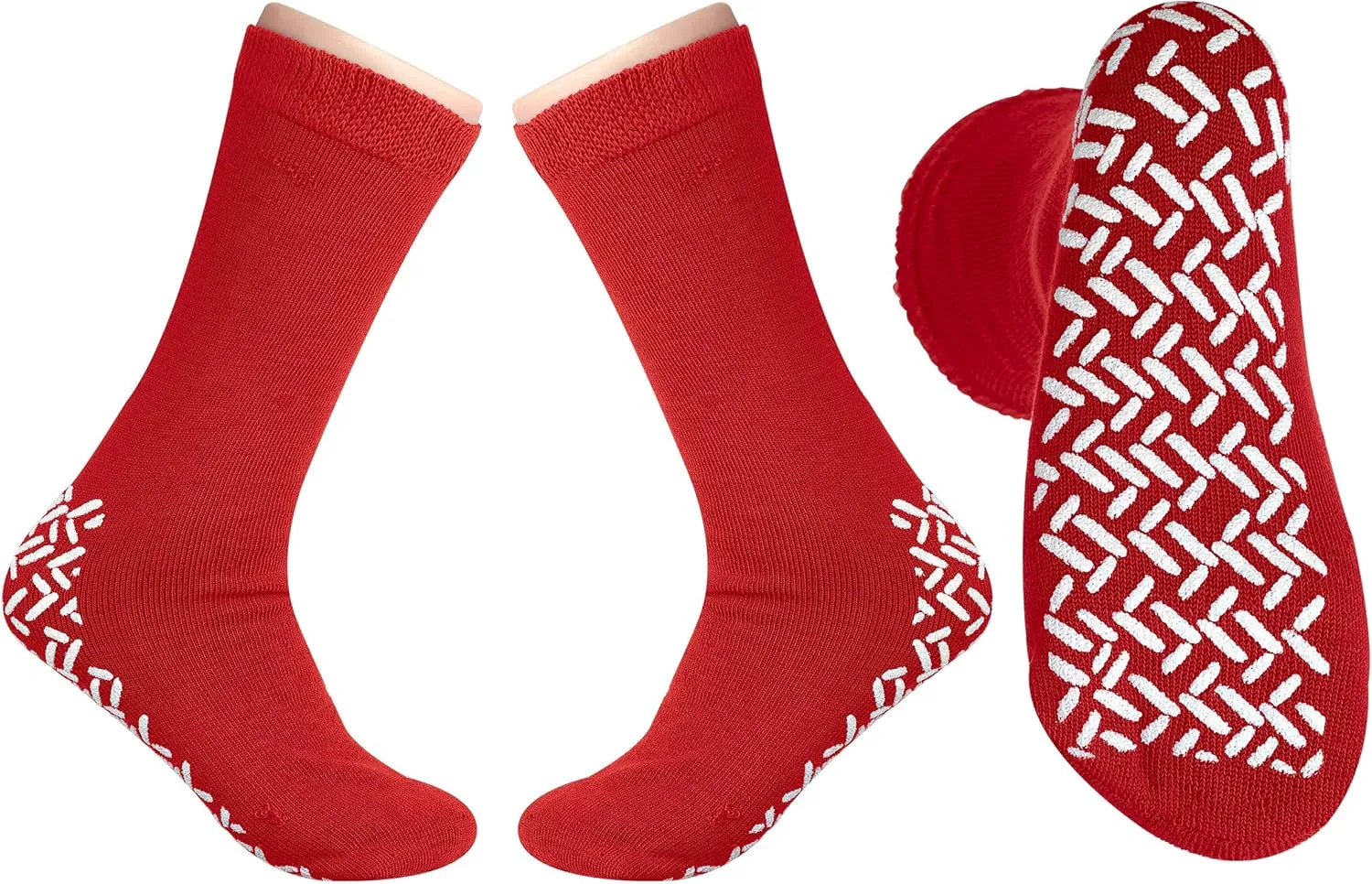 Pack of 3 Pairs - XXXL Wide Non-Skid Slipper Socks for People W/Swollen feet Diabetes
