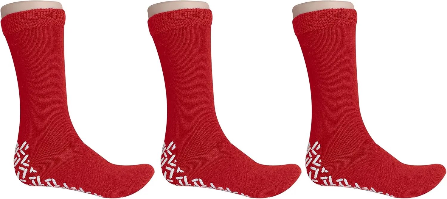 Pack of 3 Pairs - XXXL Wide Non-Skid Slipper Socks for People W/Swollen feet Diabetes