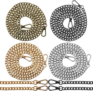 Purse Chain Replacement - 6 Pack DIY Shoulder Cross Body Bag Chains for Wallet, Handbag, Metal Hand Bag (47 Inch/pcs)