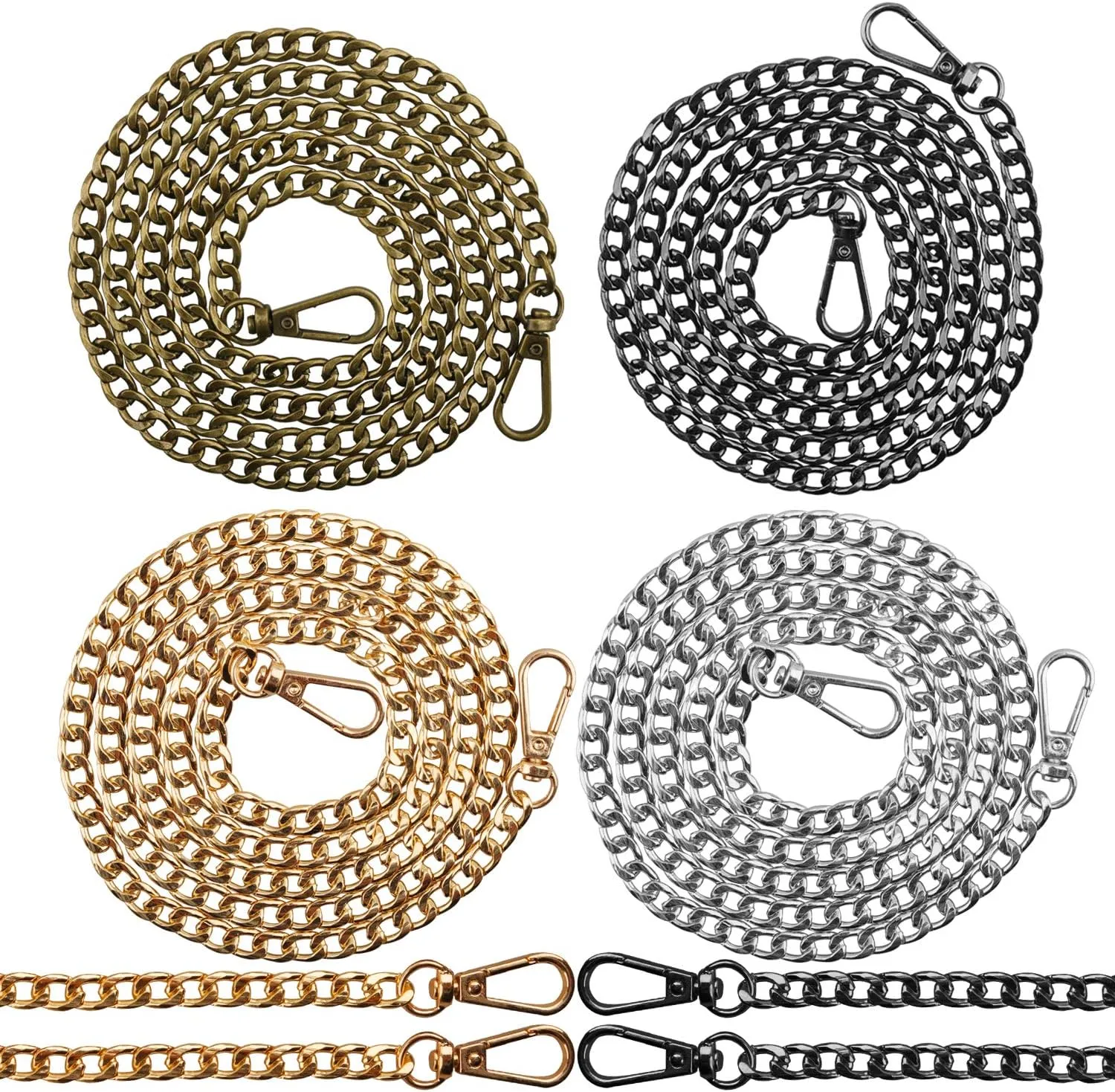 Purse Chain Replacement - 6 Pack DIY Shoulder Cross Body Bag Chains for Wallet, Handbag, Metal Hand Bag (47 Inch/pcs)