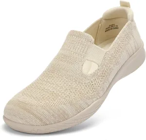 Puxowe Women's Slip on Walking Shoes-Lightweight Knit Loafer Sneaker