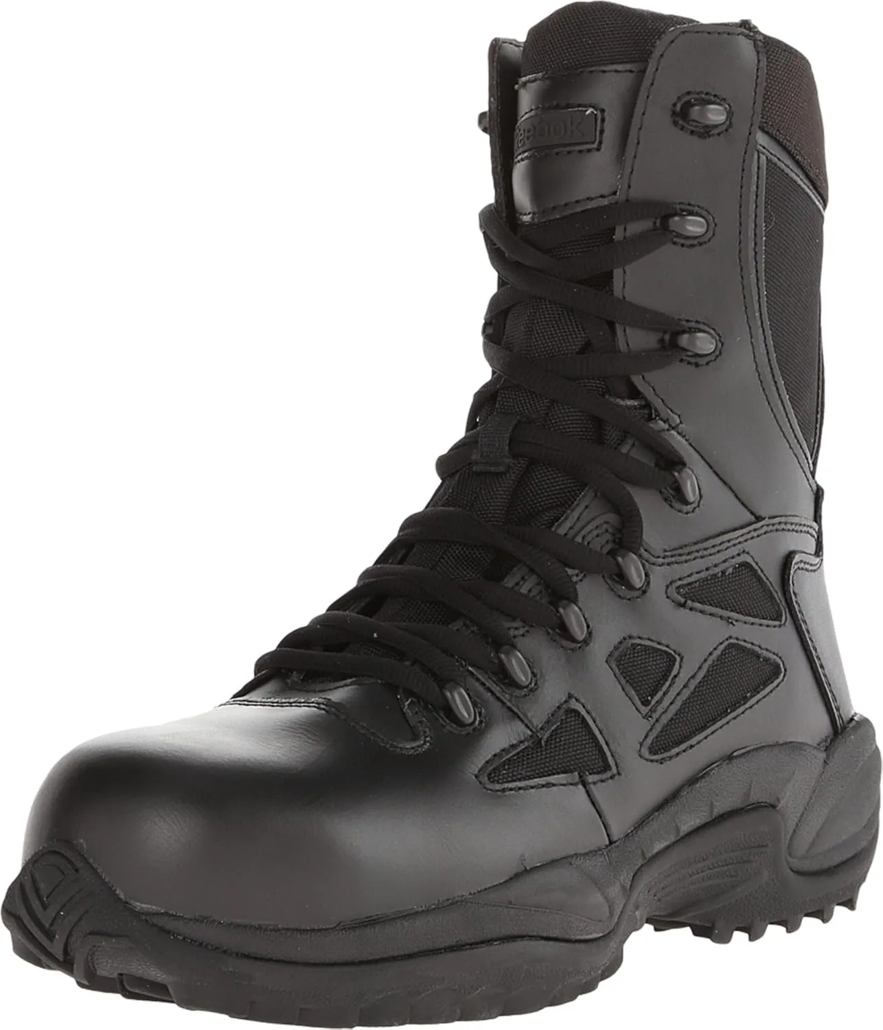 Reebok Men's Rapid Response Rb Safety Toe 8" Stealth Boot with Side Zipper Military & Tactical