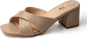 Rekayla Heeled Sandals Women Comfortable, Square Toe Sandals Comfy Mule Shoes Chunky Block Heels Women's Sandals Slip On Minimalist Heels Comfortable Mule for Long Walk Casual Shoes Summer Dressy